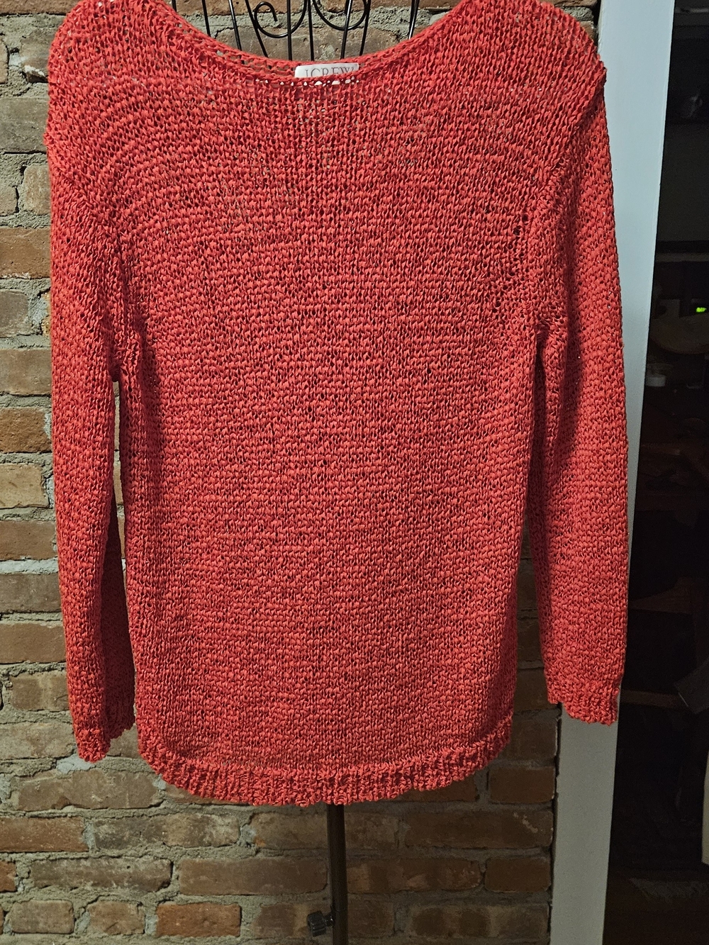 J. Crew Red 75% Cotton Loose Knit Women's Sweater